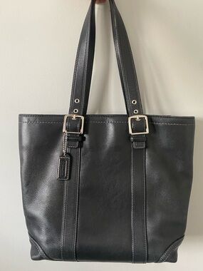 Coach Black Leather Tote Bag